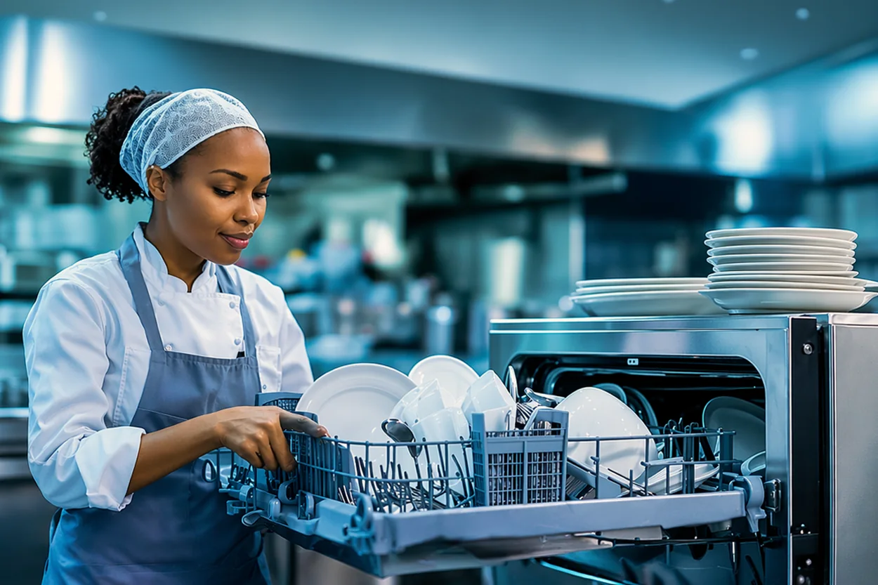 Professionele vaatwasser in een keuken